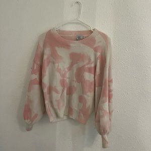 cute pink and while comfy sweater